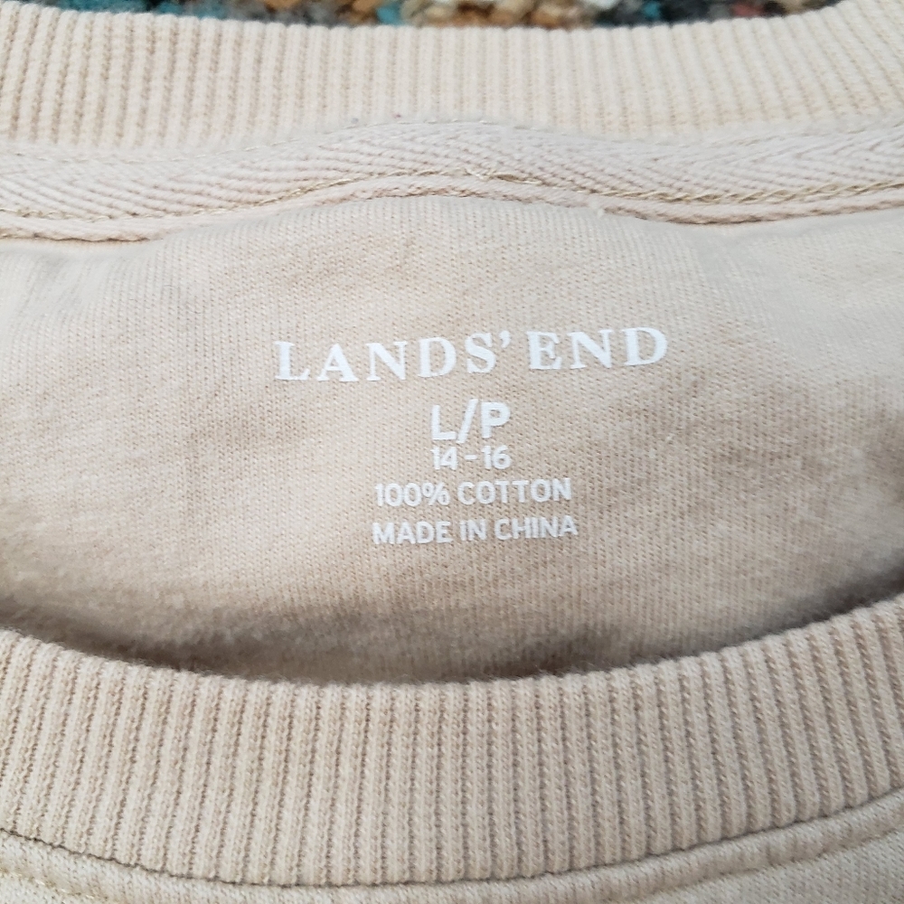 Land's End 100% Cotton Crewneck Tan Women's L - Picture 2 of 5